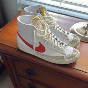 Nike Blazers White and Red High-Top Sneakers